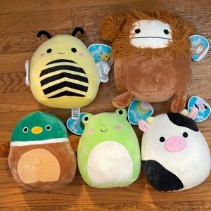 Set of 5- Squishmallows Connor Wendy Avery Sunny and 8” Benny NWT
